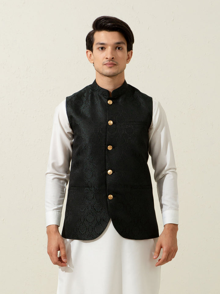 Green Floral Patterned Waistcoat Brumano Pakistan
