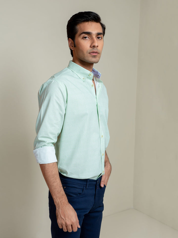 Green Geo Printed Shirt Brumano Pakistan