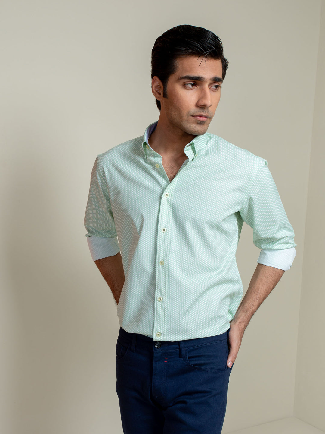 Green Geo Printed Shirt Brumano Pakistan