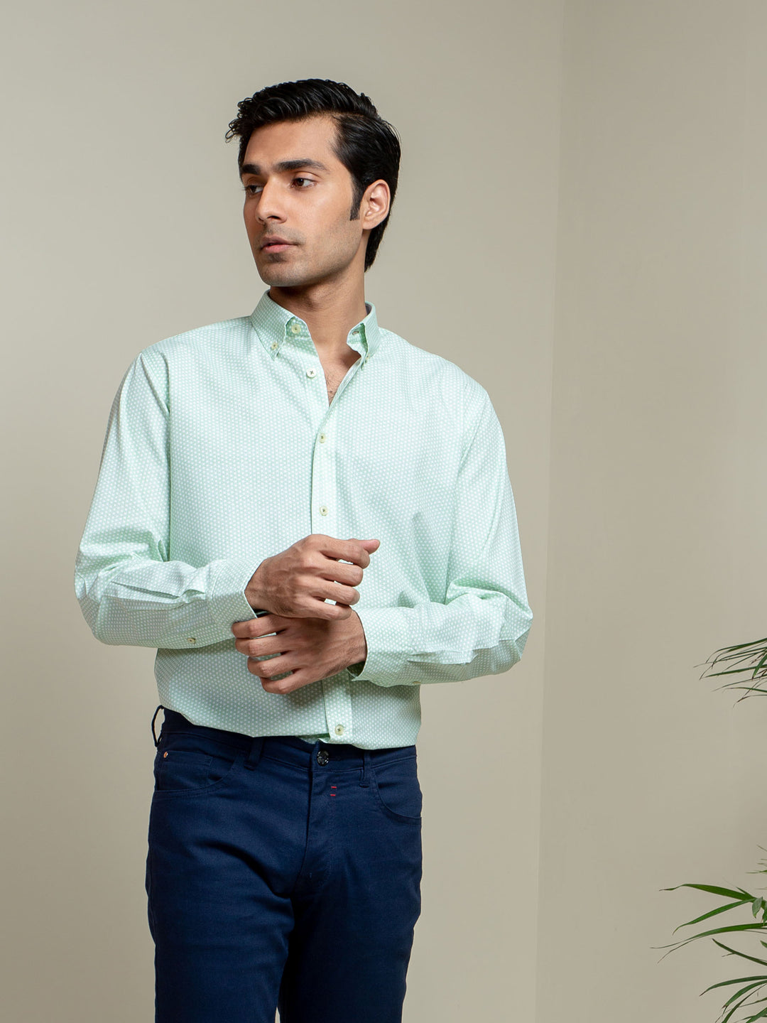 Green Geo Printed Shirt Brumano Pakistan
