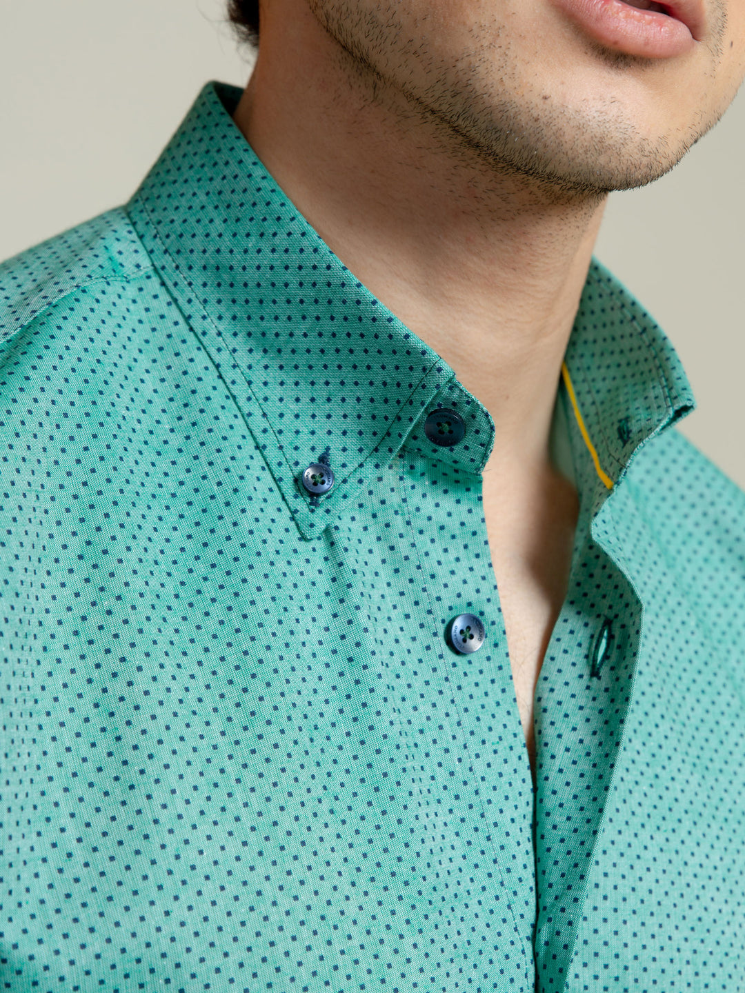 Green Polka Dot Half Sleeve Shirt Brumano Pakistan