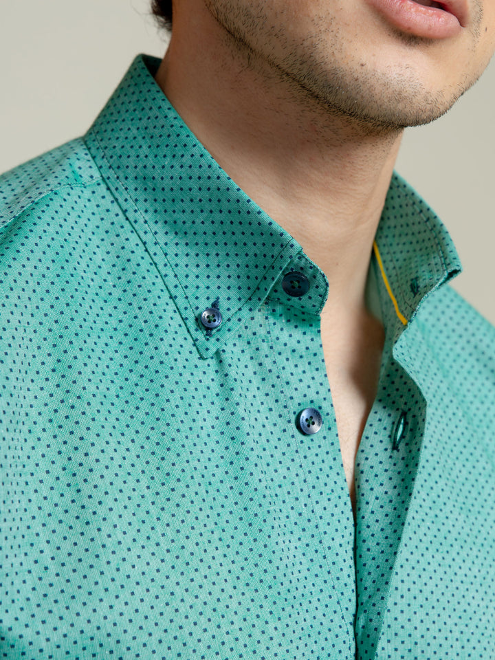 Green Polka Dot Half Sleeve Shirt Brumano Pakistan
