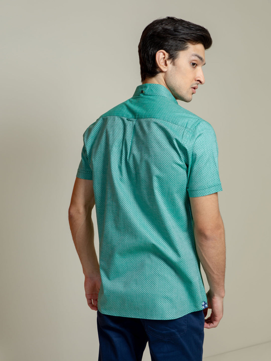 Green Polka Dot Half Sleeve Shirt Brumano Pakistan