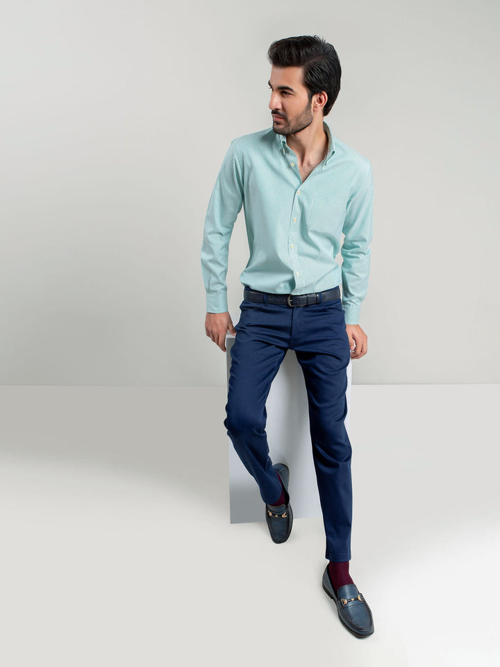Green Striped Button Down Shirt Brumano Pakistan
