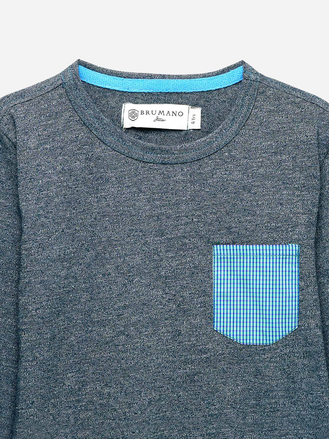 Blue Marl Full Sleeve T-Shirt With Contrasting Pocket Brumano Pakistan