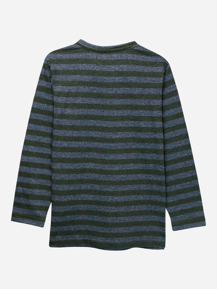 Green Striped Full Sleeve T-Shirt With Contrasting Pocket Brumano Pakistan