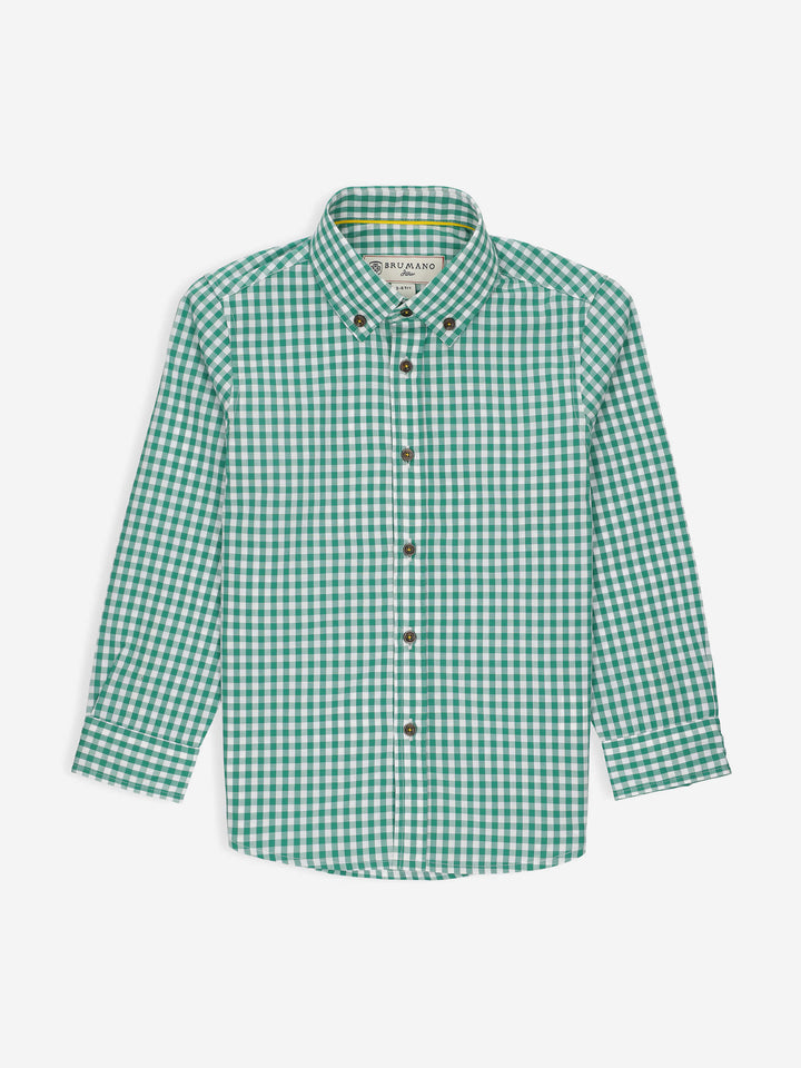 Green Gingham Casual Long Sleeve Shirt Brumano Pakistan