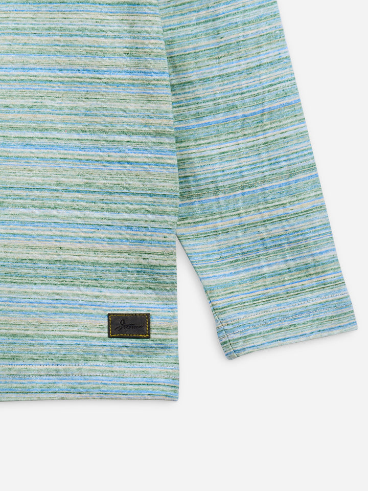 Green Multi Color Striped Long Sleeve Casual T-Shirt Brumano Pakistan