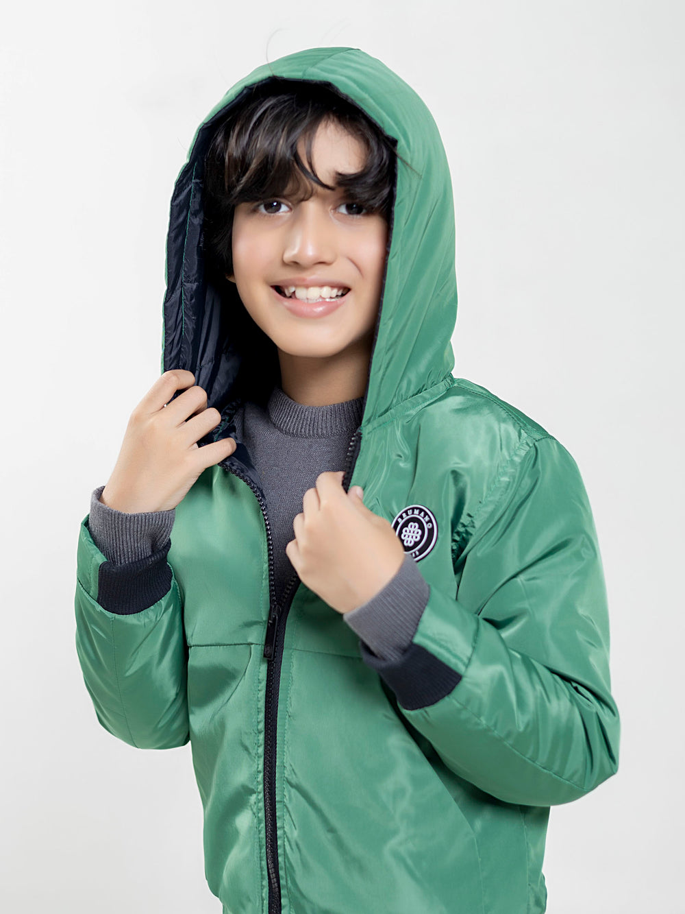 Green Quilted Casual Jacket With Hoodie - Unisex