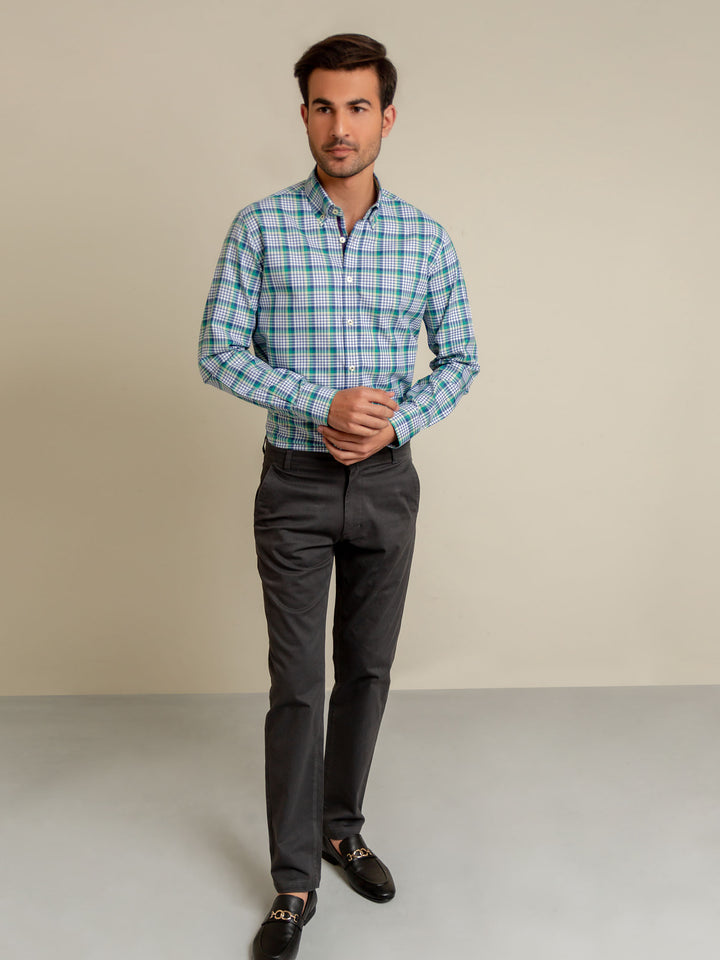 Green & Blue Shepherd Checkered Shirt Brumano Pakistan