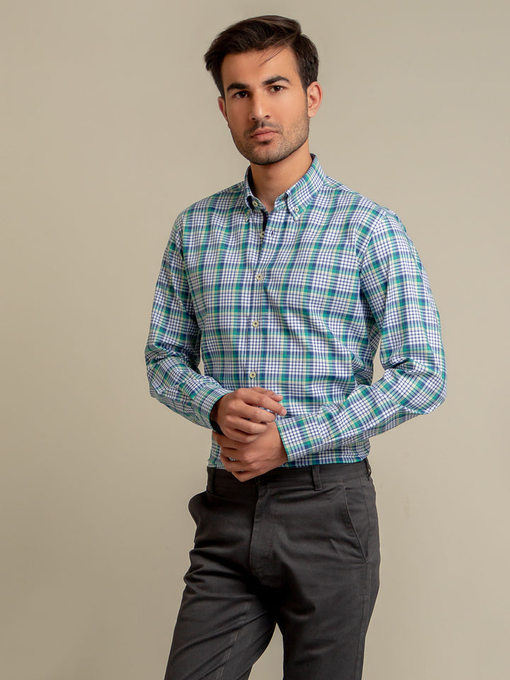 Green & Blue Shepherd Checkered Shirt Brumano Pakistan