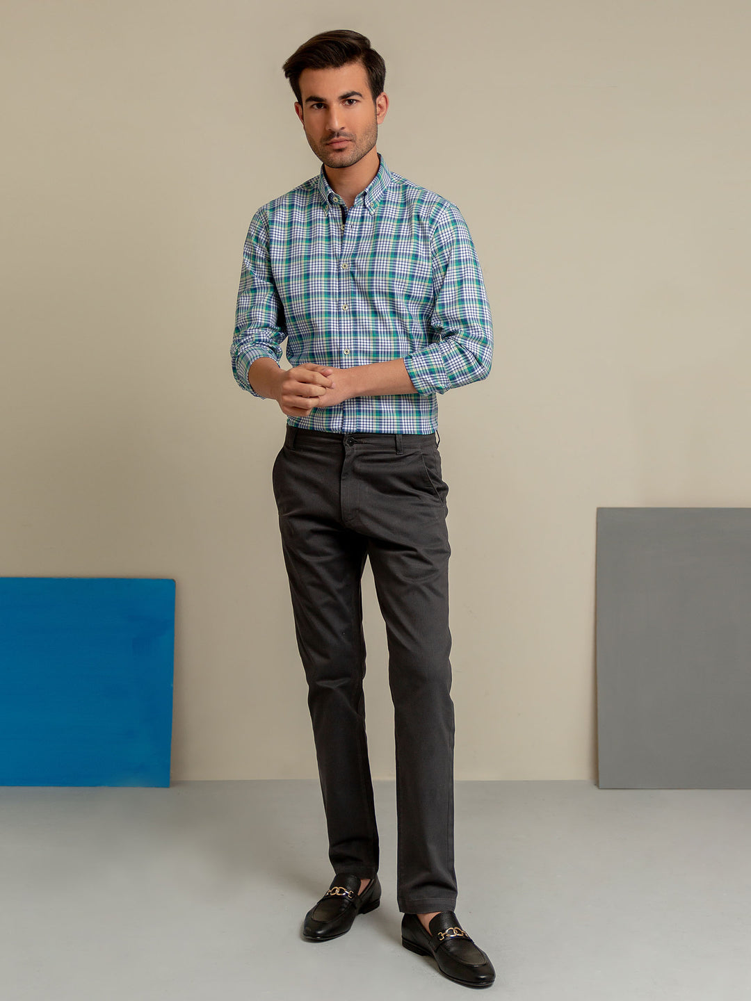 Green & Blue Shepherd Checkered Shirt Brumano Pakistan