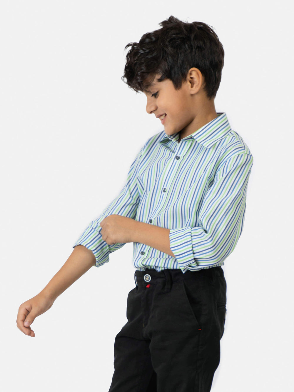 Green & blue striped casual long sleeve shirt brumano pakistan