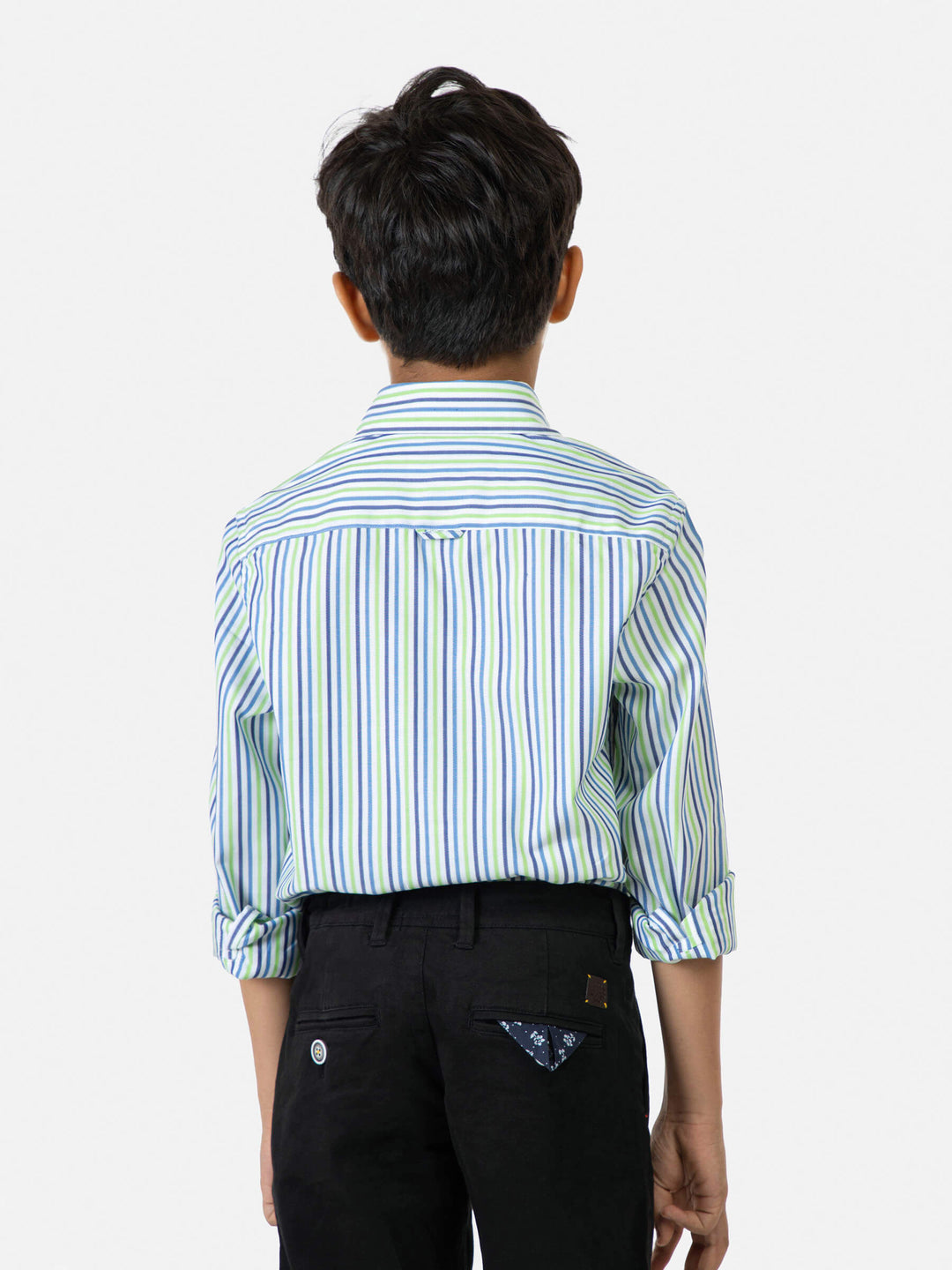 Green & Blue Striped Casual Long Sleeve Shirt Brumano Pakistan