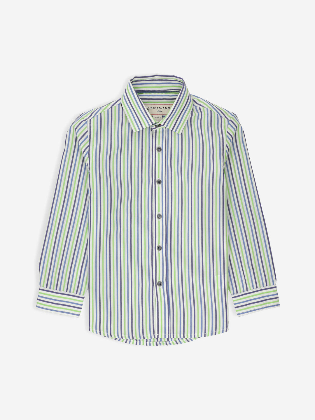 Green & Blue Striped Casual Long Sleeve Shirt Brumano Pakistan