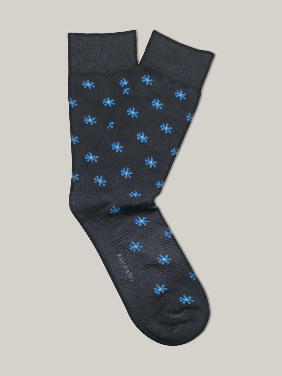 Grey & Blue Cut Flower Cotton Socks Brumano Pakistan