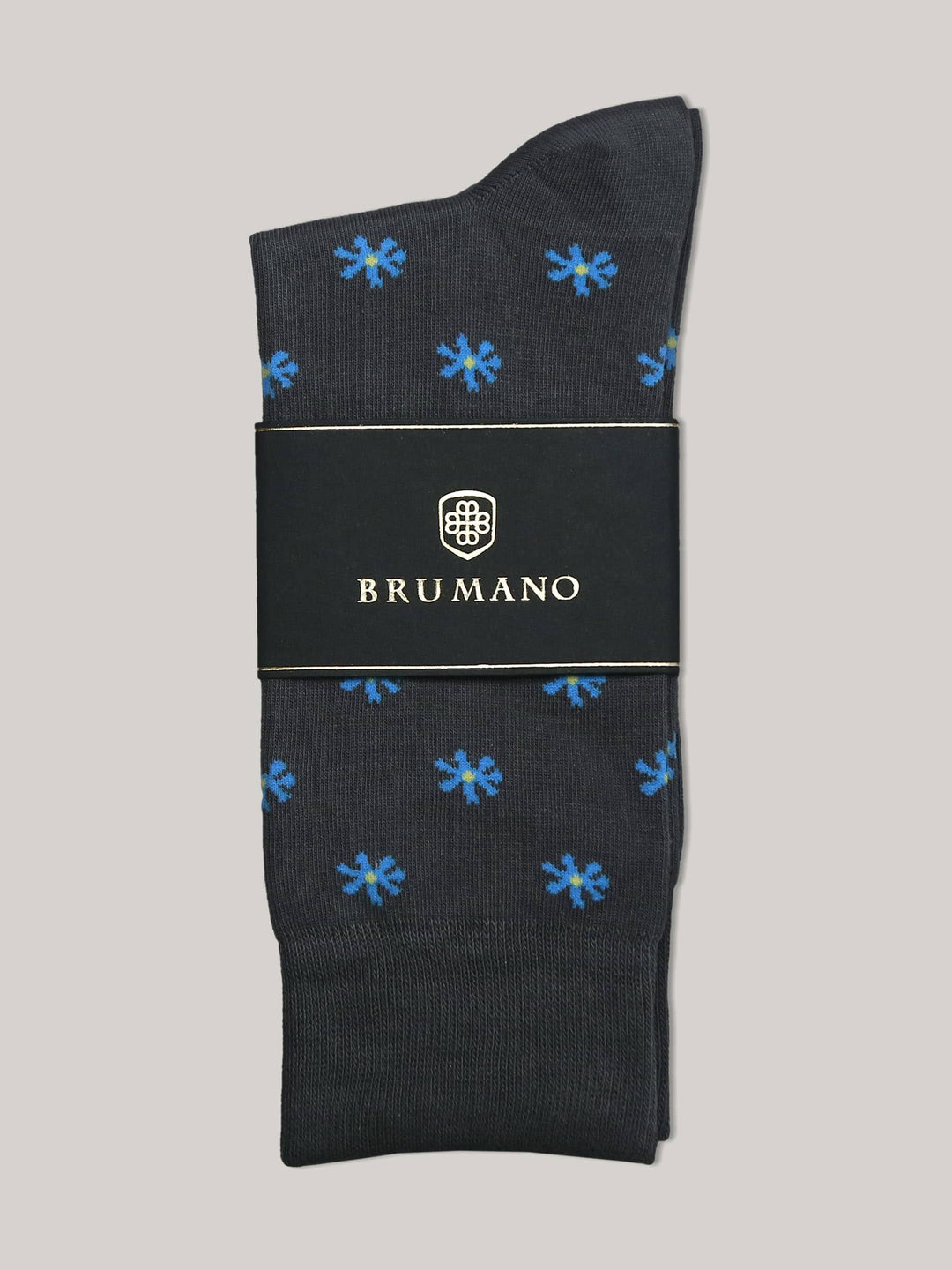 Grey & Blue Cut Flower Cotton Socks Brumano Pakistan