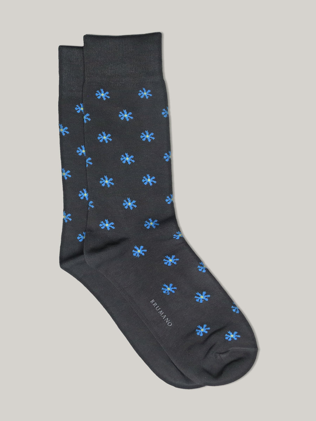 Grey & Blue Cut Flower Cotton Socks Brumano Pakistan