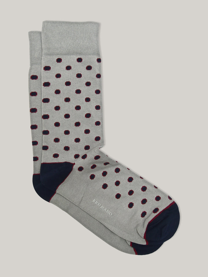 Grey & Blue Polka Dota Cotton Socks Brumano Pakistan