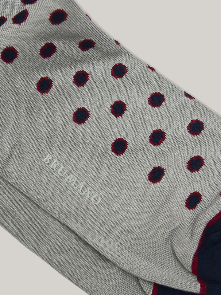 Grey & Blue Polka Dota Cotton Socks Brumano Pakistan