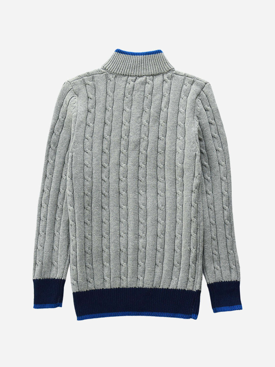 Grey Cable Knitted Mock Neck Casual Sweater Brumano Pakistan