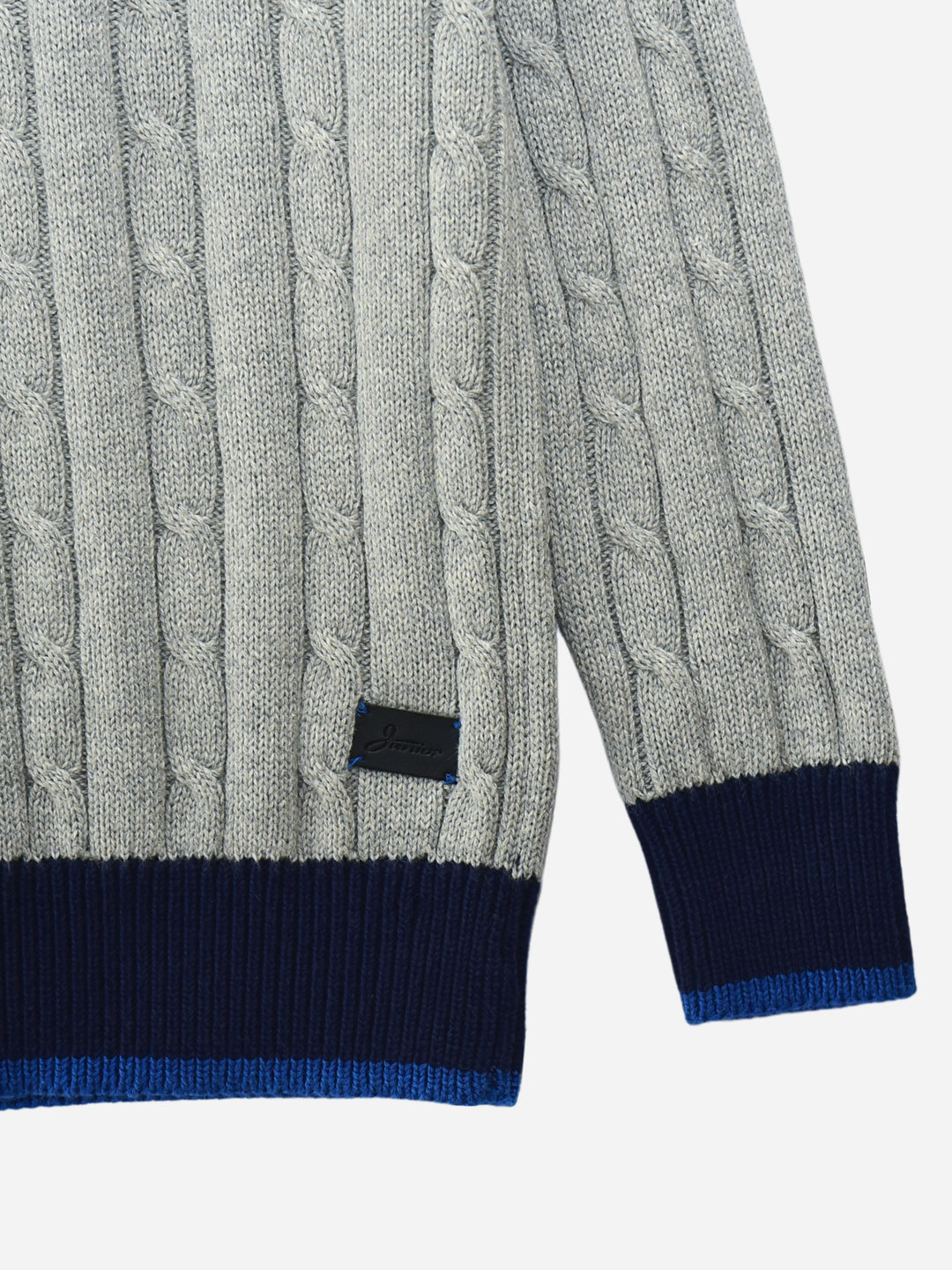 Grey Cable Knitted Mock Neck Casual Sweater Brumano Pakistan