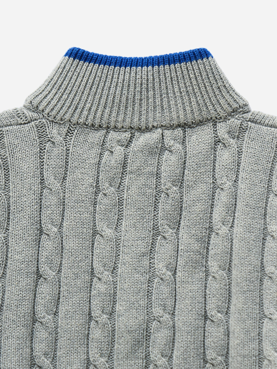 Grey Cable Knitted Mock Neck Casual Sweater Brumano Pakistan