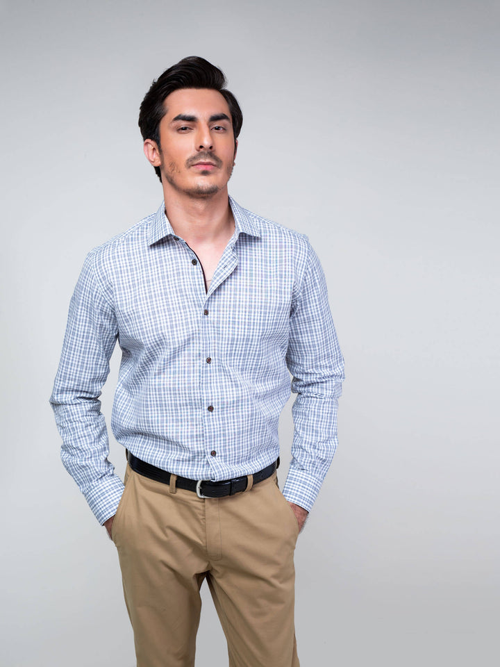 Grey Checkered Formal Shirt Brumano Pakistan