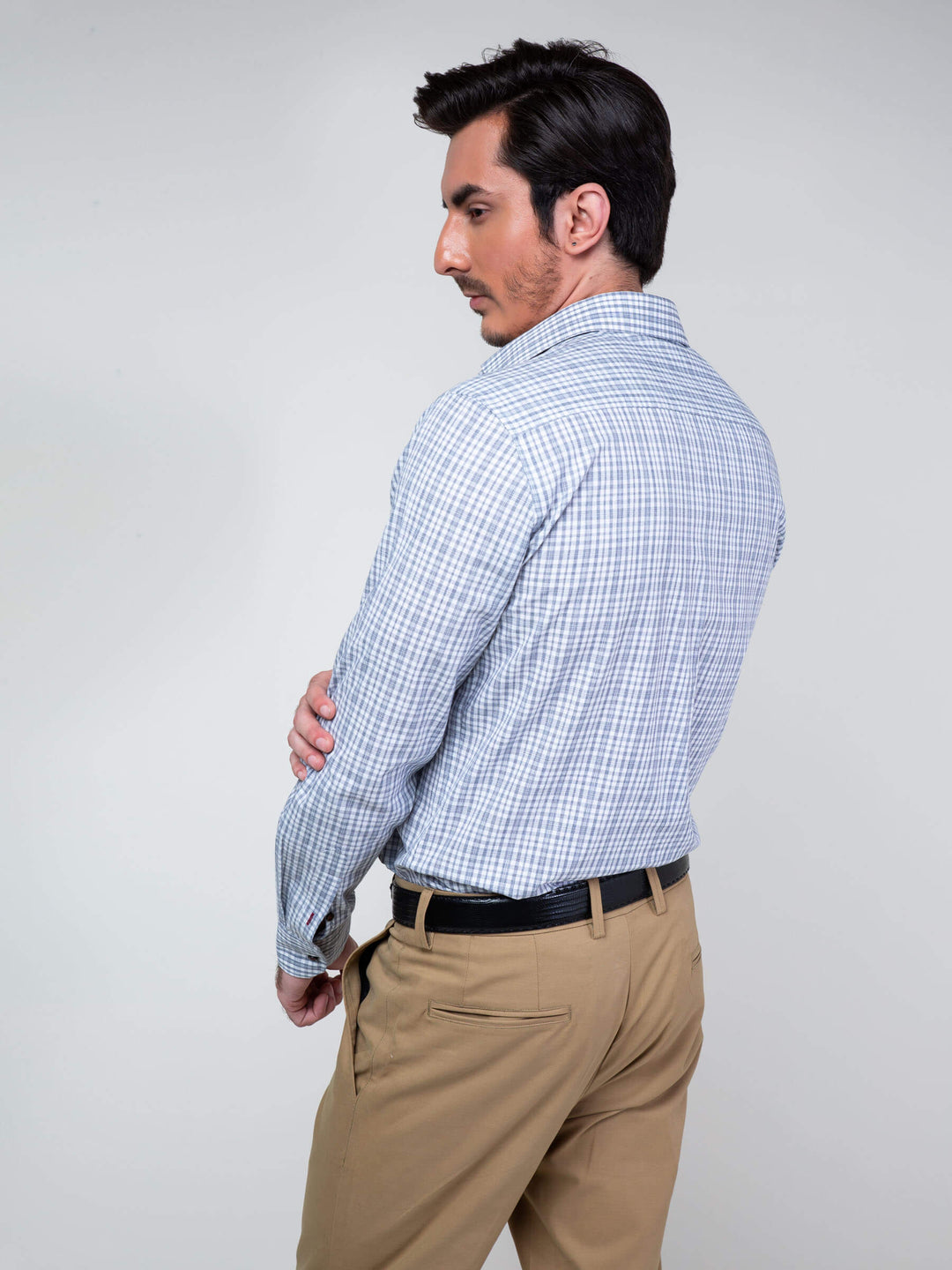 Grey Checkered Formal Shirt Brumano Pakistan