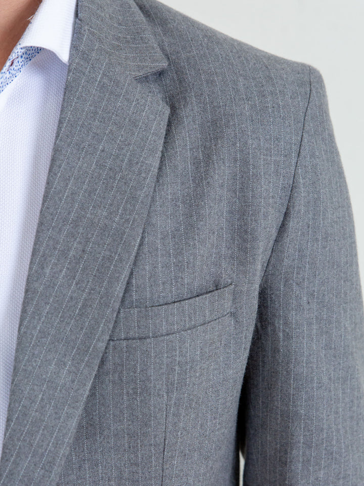 Grey Classic Pinstriped Blazer Brumano Pakistan