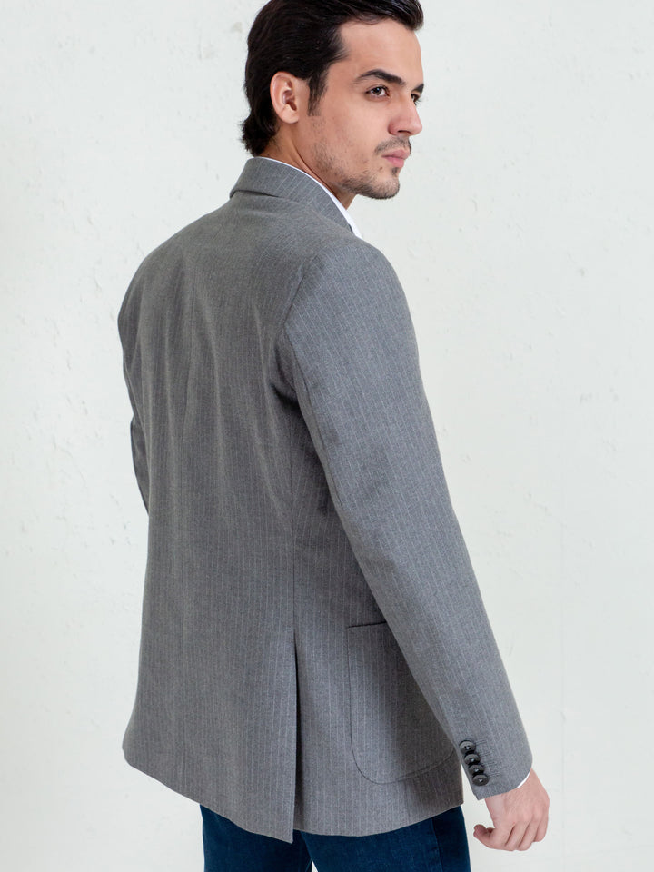 Grey Classic Pinstriped Blazer Brumano Pakistan