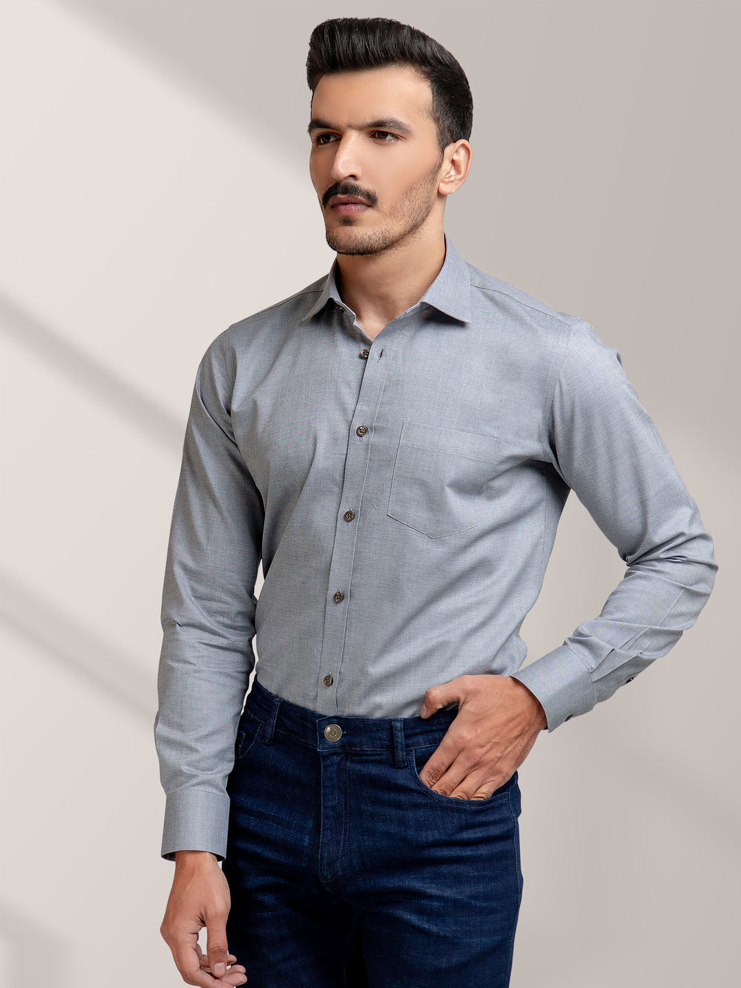 Grey Dobby Formal Structured Shirt Brumano Pakistan