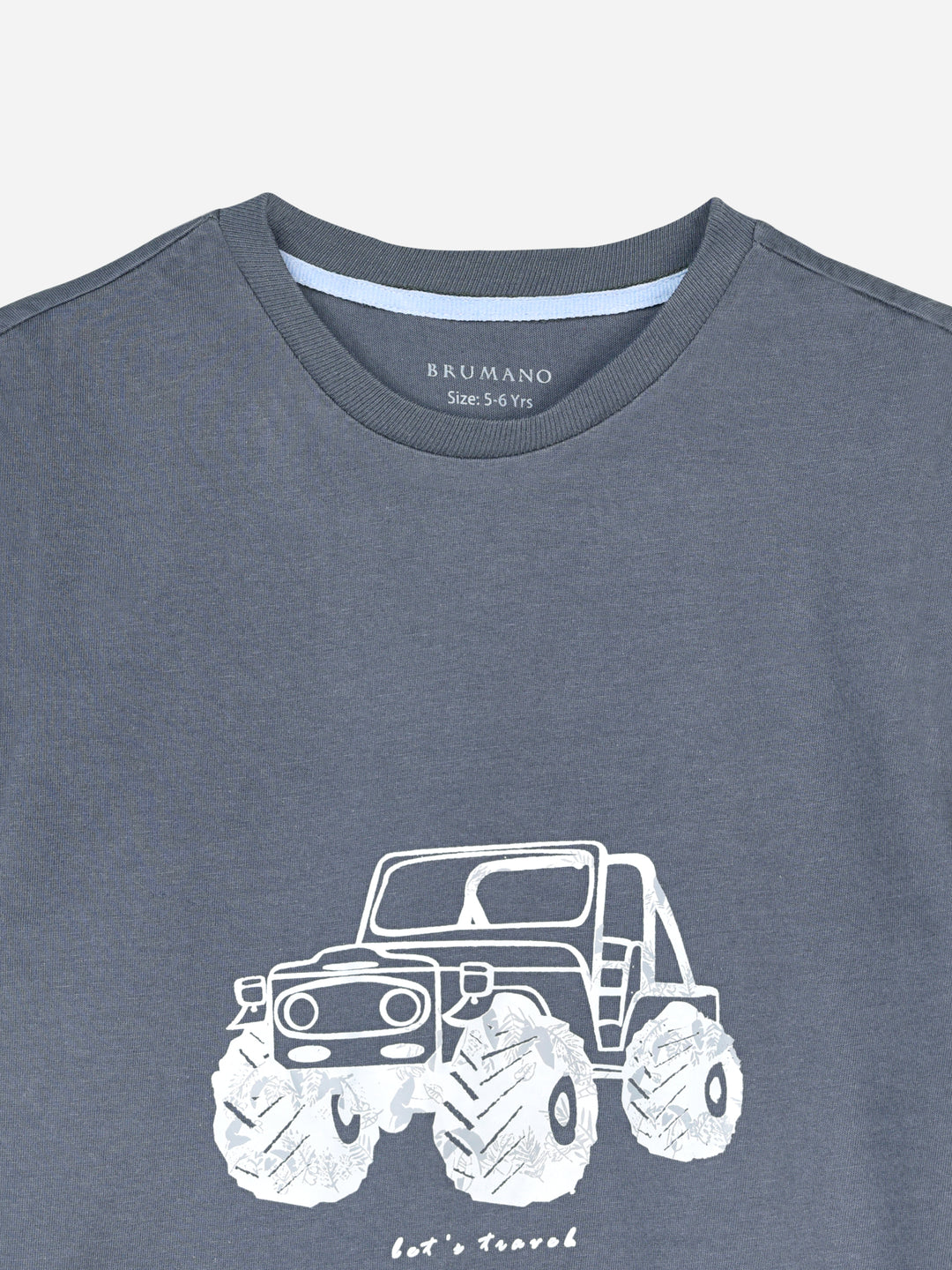 Grey Graphic Printed Casual T-Shirt Brumano Pakistan