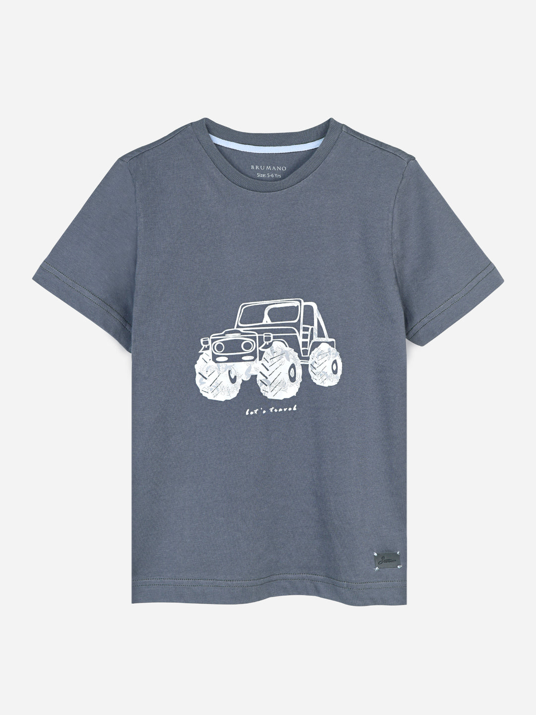 Grey Graphic Printed Casual T-Shirt Brumano Pakistan