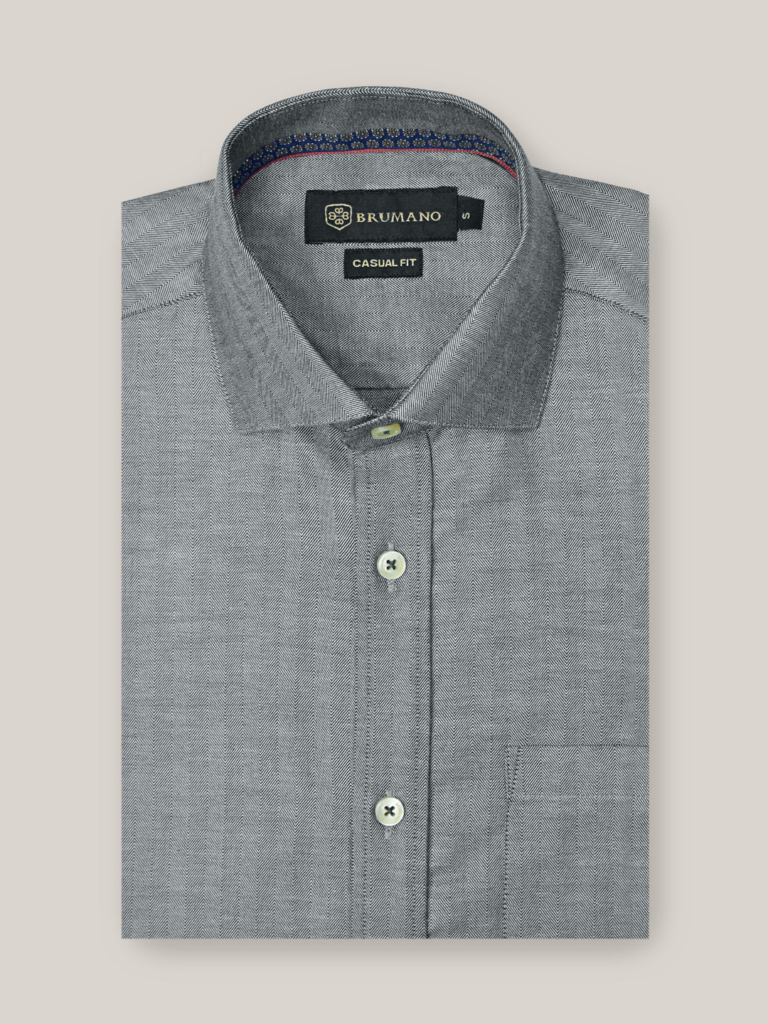 Grey Herringbone Pattern Formal Shirt Brumano Pakistan