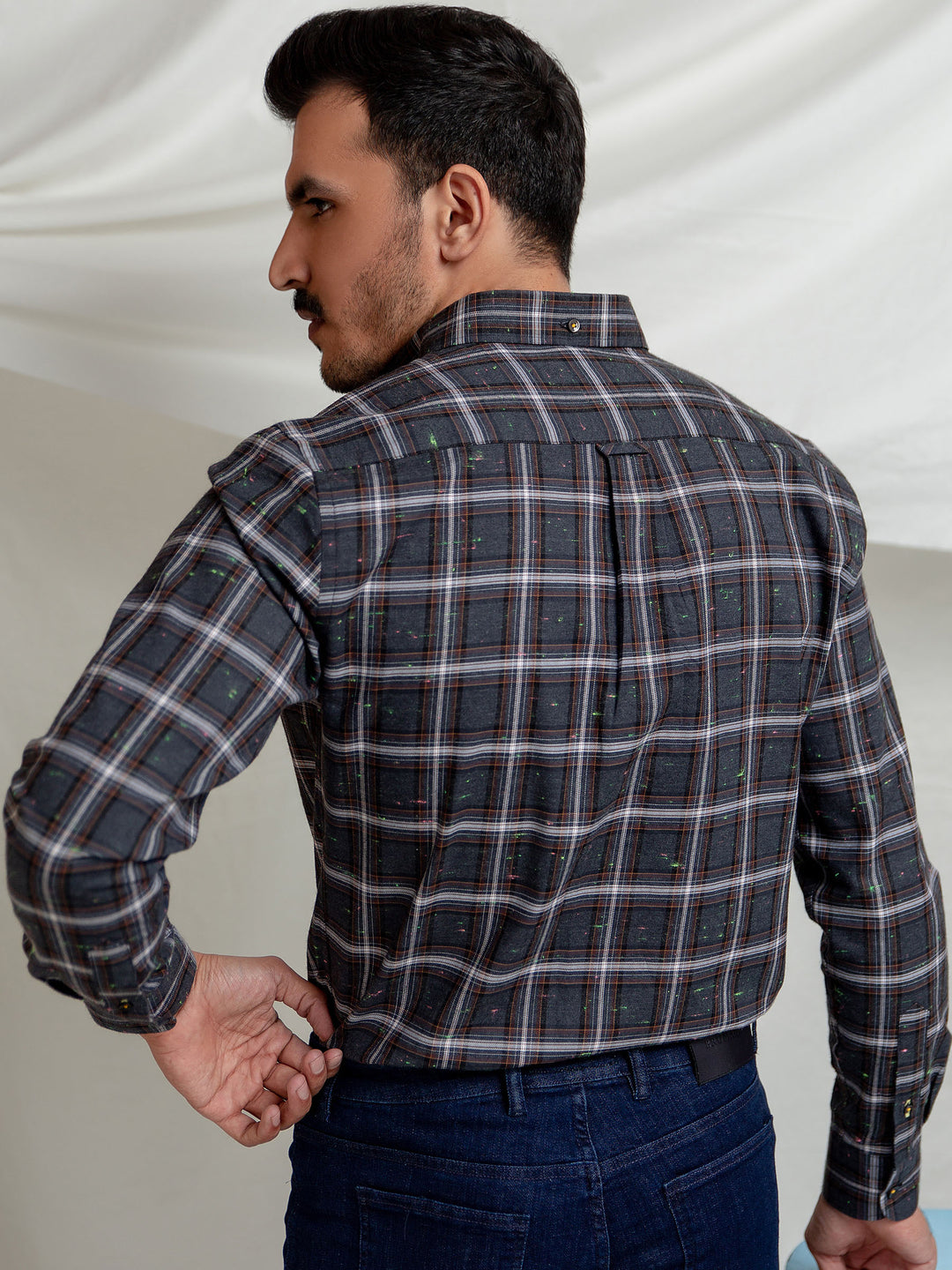 Grey Large Checkered Flannel Shirt Brumano Pakistan