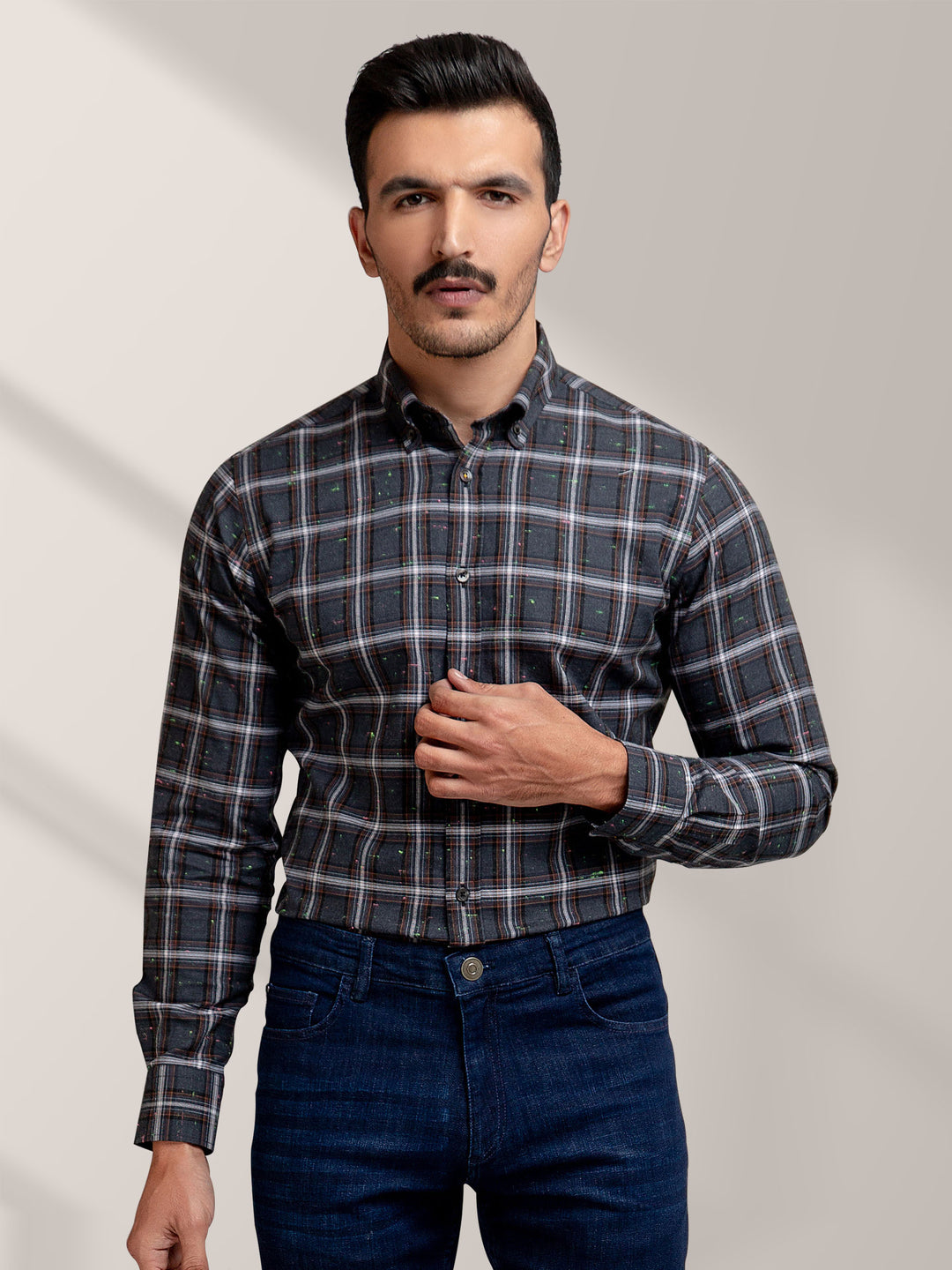 Grey Large Checkered Flannel Shirt Brumano Pakistan