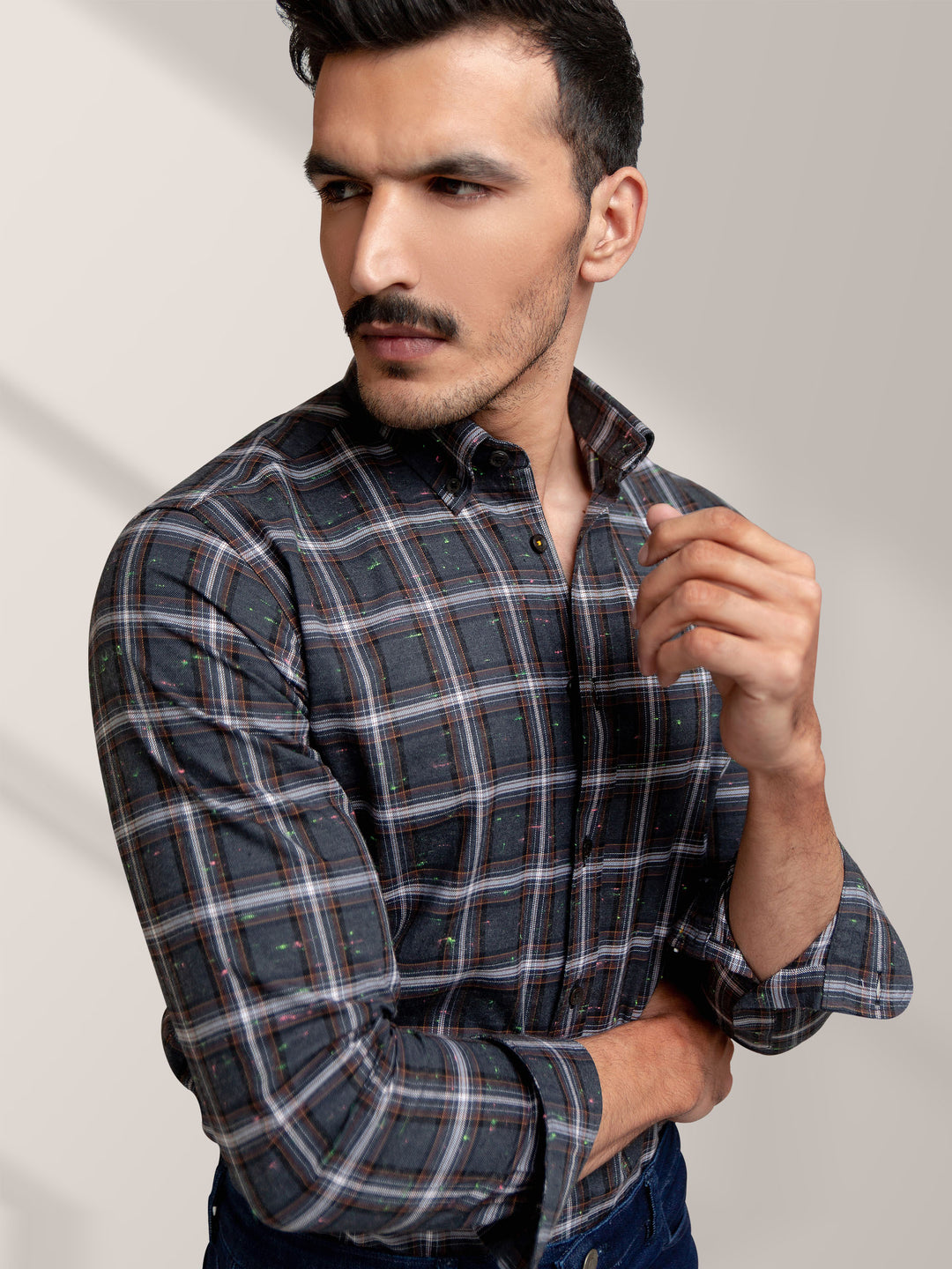 Grey Large Checkered Flannel Shirt Brumano Pakistan