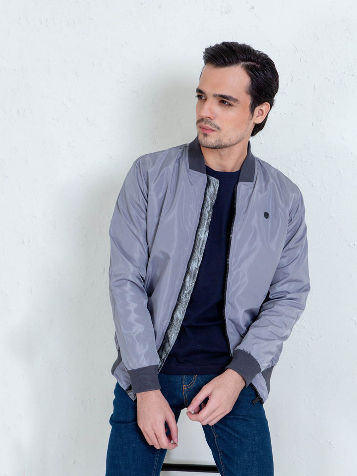 Grey Light Weight Bomber Jacket Brumano Pakistan