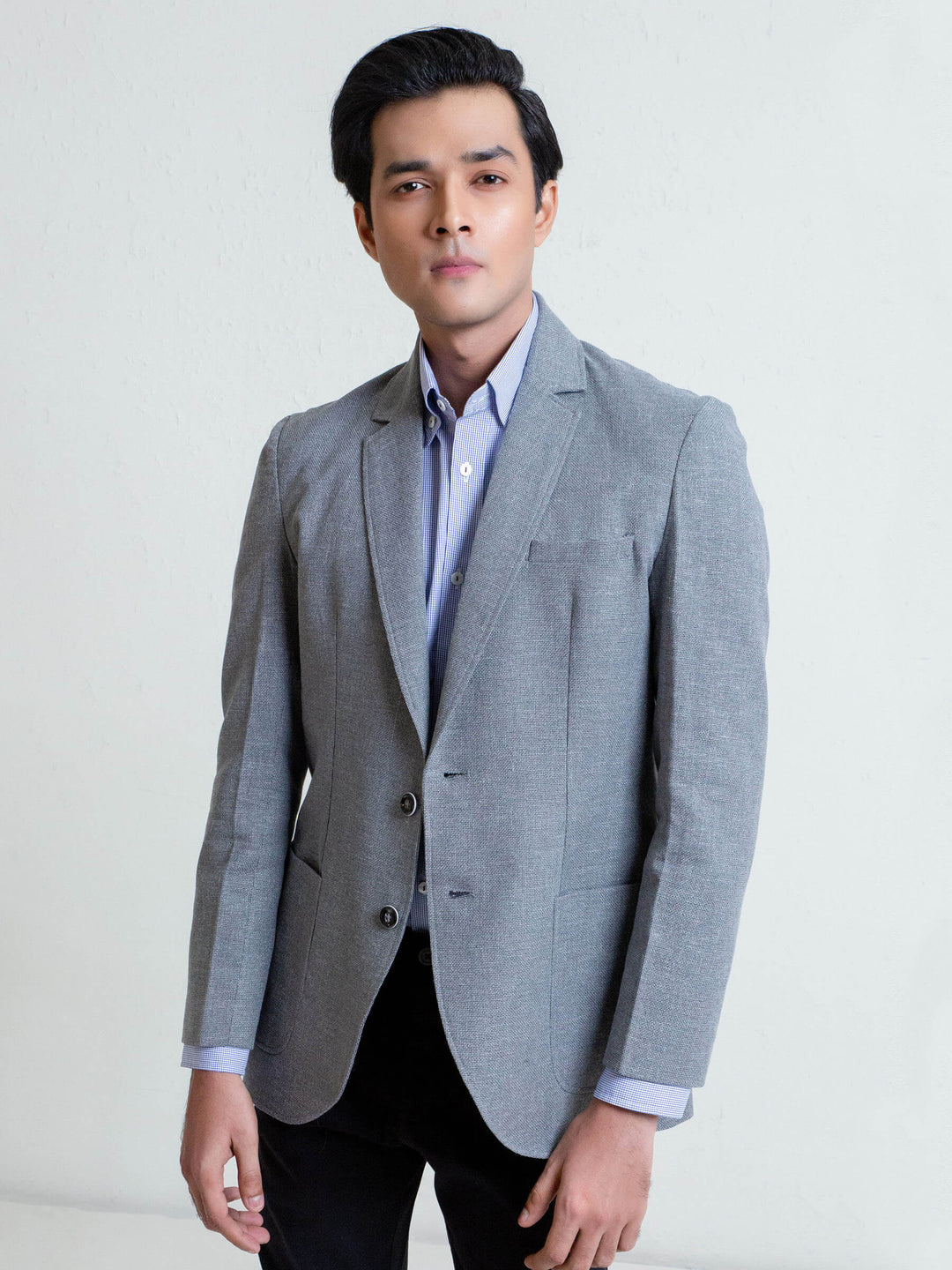 Grey Linen Textured Blazer Brumano Pakistan