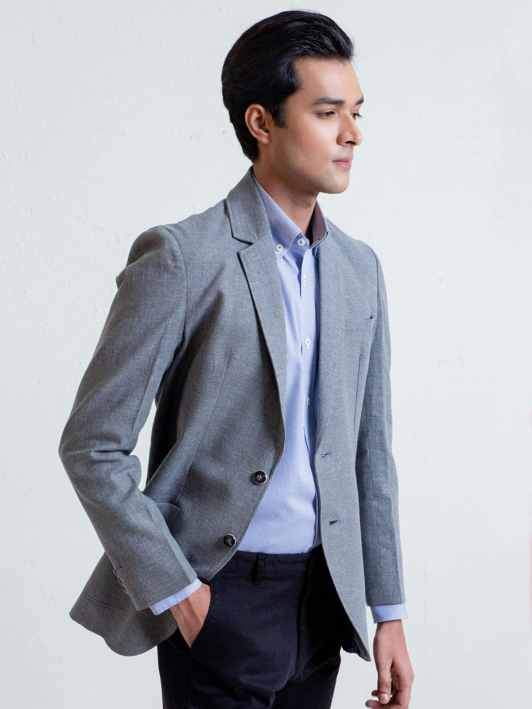 Grey Linen Textured Blazer Brumano Pakistan