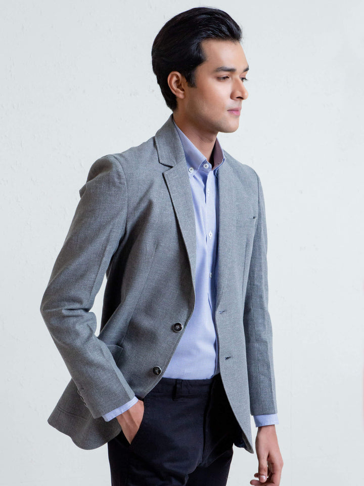Grey Linen Textured Blazer Brumano Pakistan