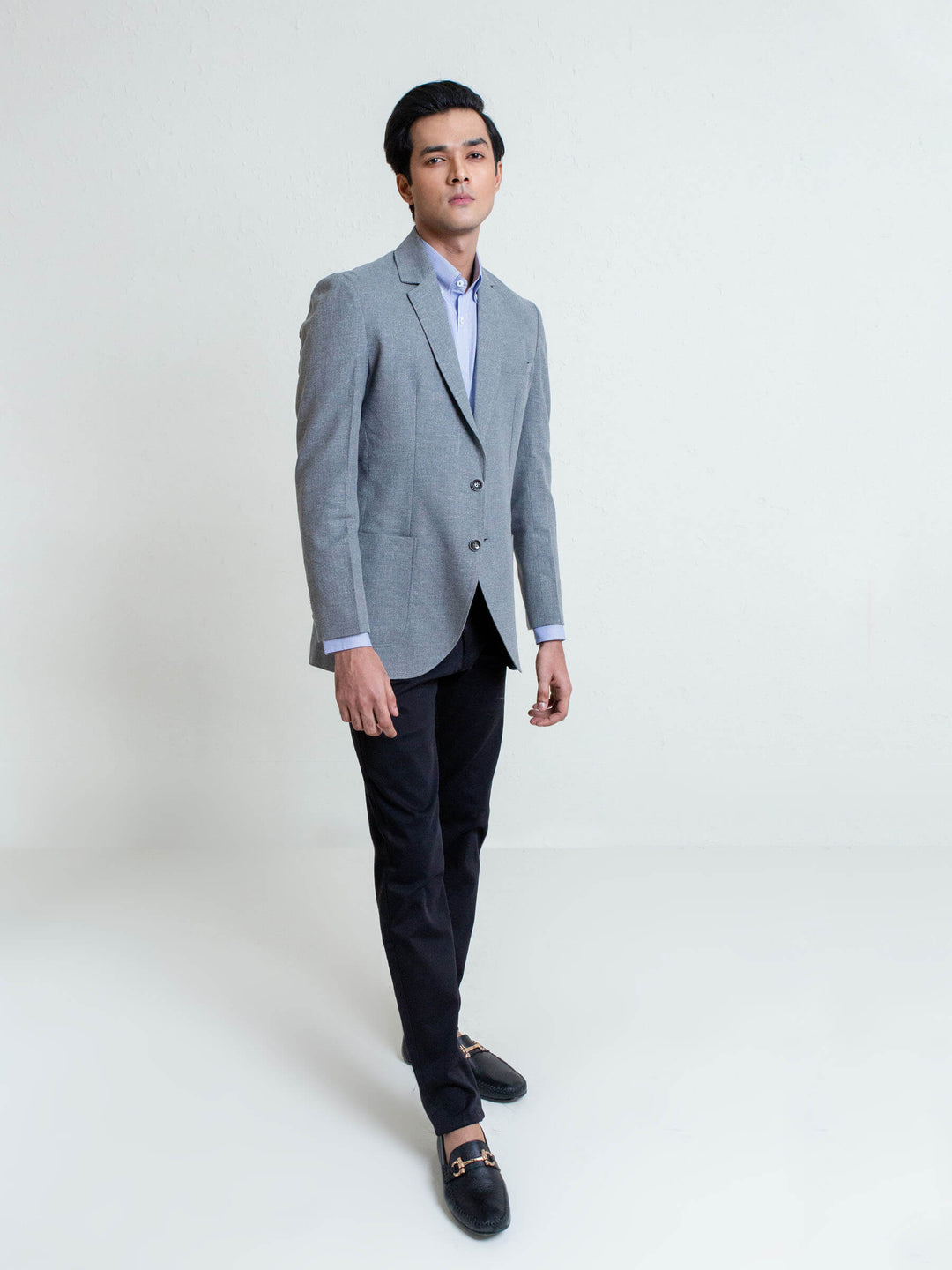 Grey Linen Textured Blazer Brumano Pakistan