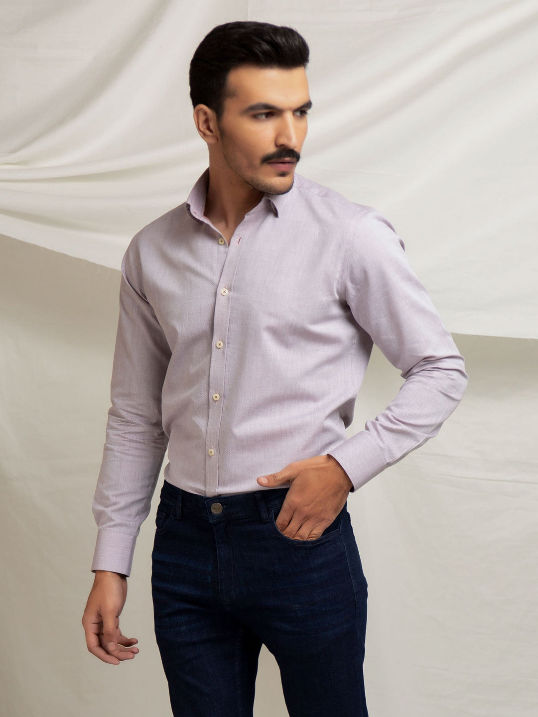 Grey & Peach Dobby Formal Shirt Brumano Pakistan