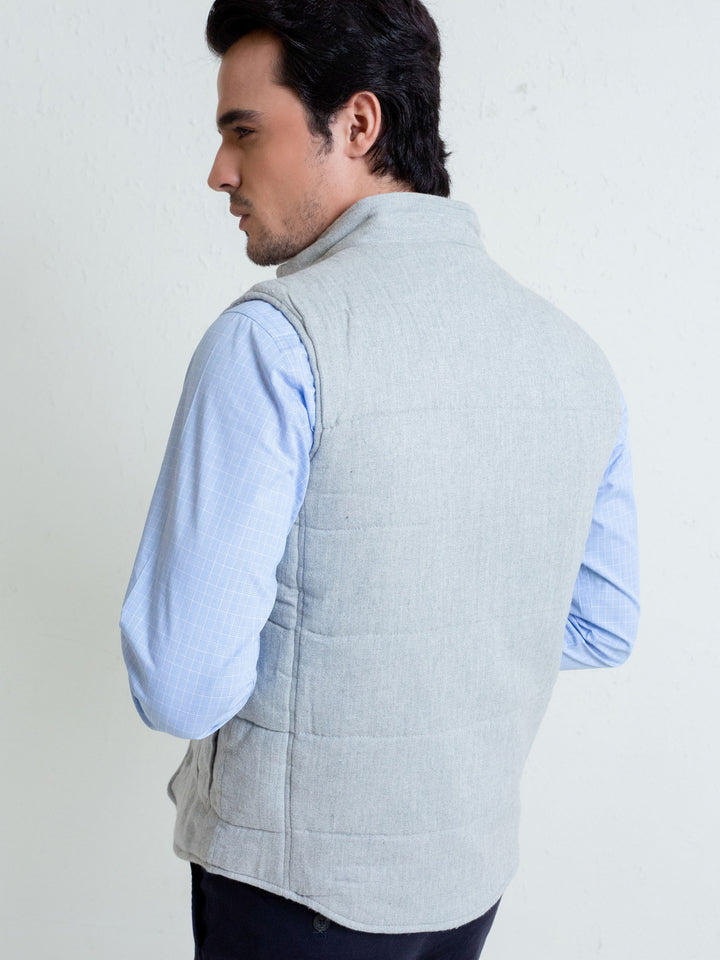 Grey Sleeveless Jacket With Cargo Pockets Brumano Pakistan