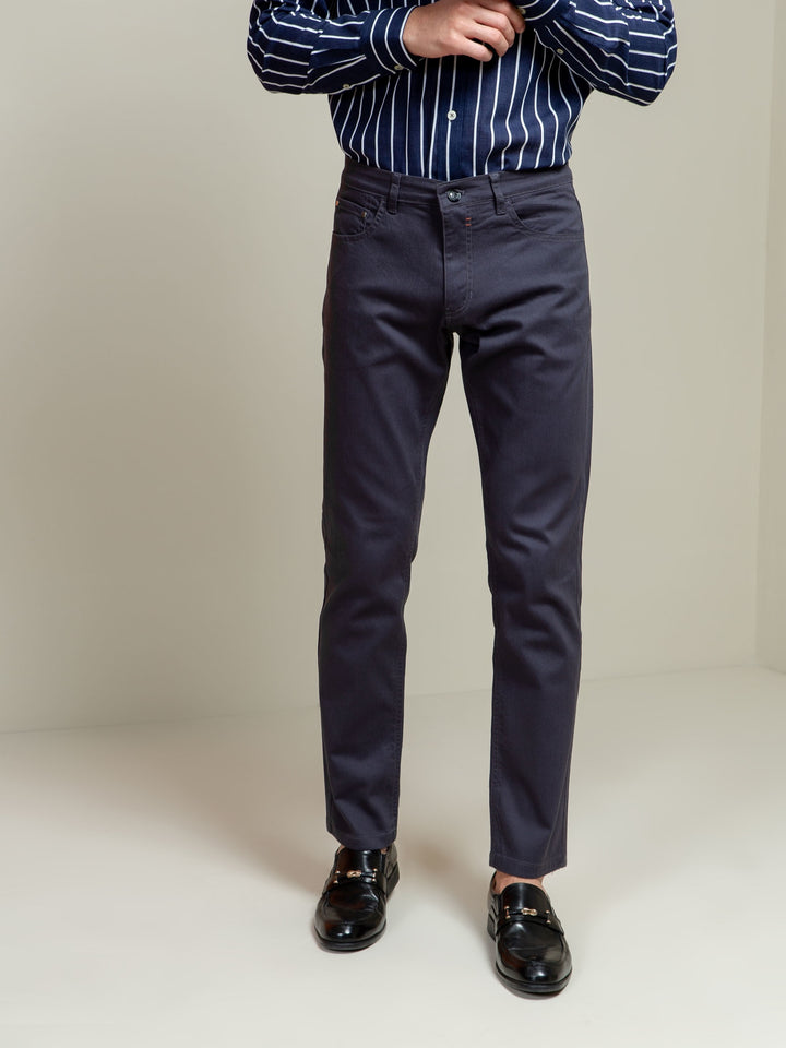 Grey Slub Five Pocket Slim Fit Trouser Brumano Pakistan