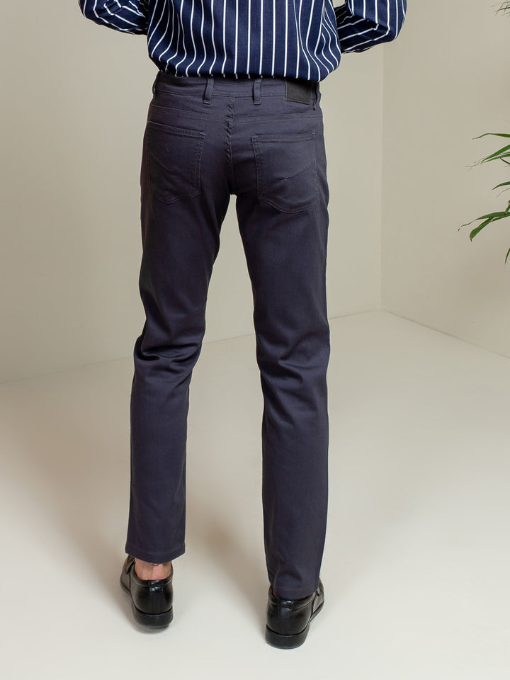 Grey Slub Five Pocket Slim Fit Trouser Brumano Pakistan