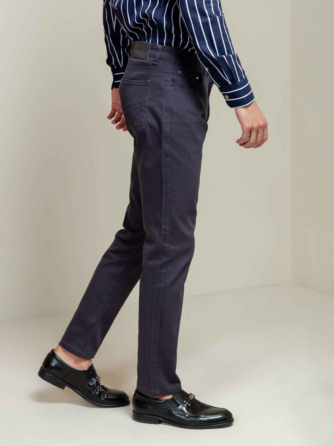Grey Slub Five Pocket Slim Fit Trouser Brumano Pakistan