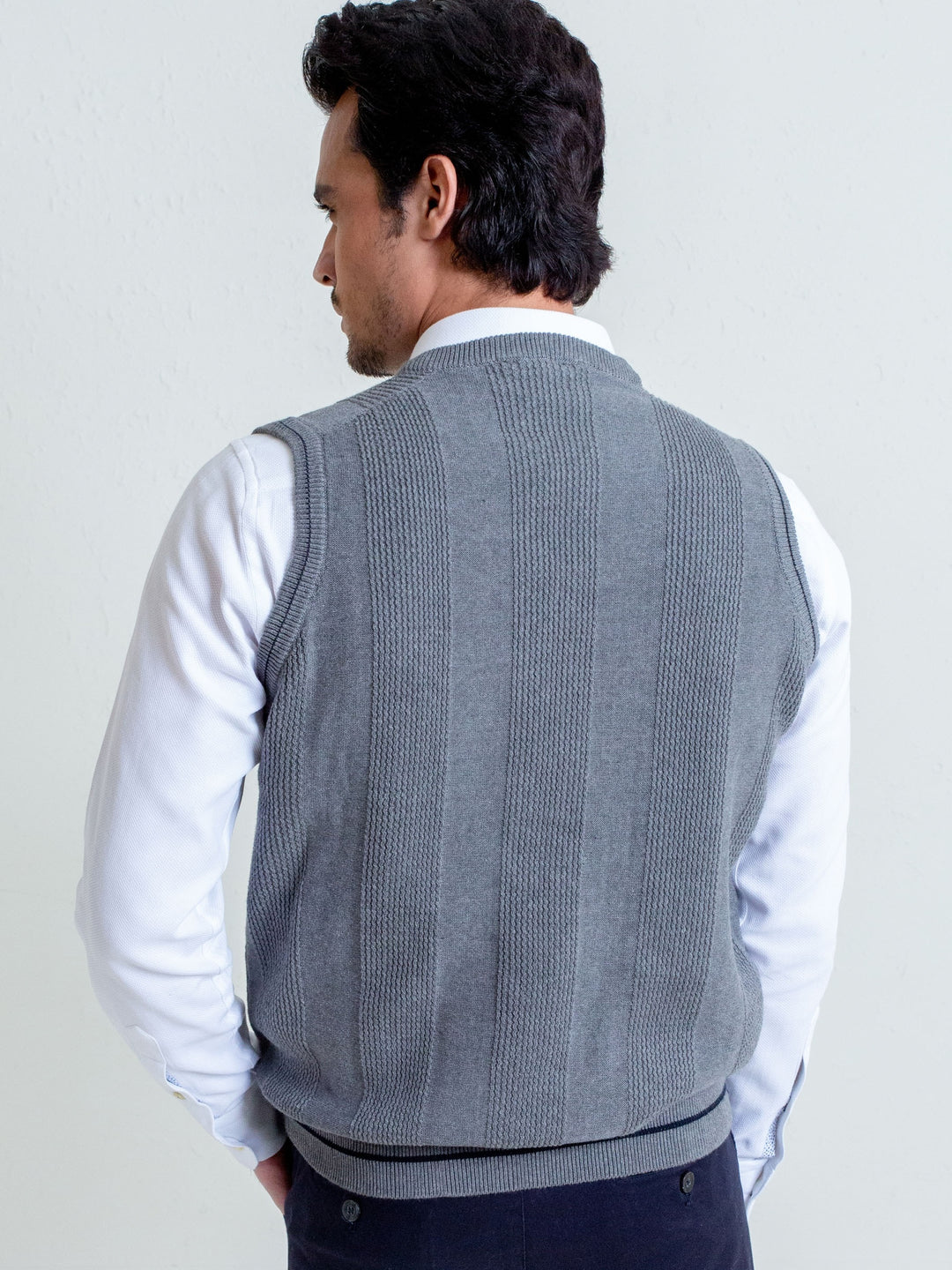 Grey Textured Sleeveless Sweater Brumano Pakistan