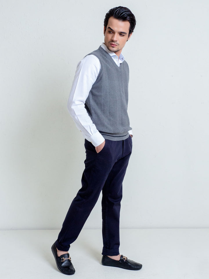 Grey Textured Sleeveless Sweater Brumano Pakistan
